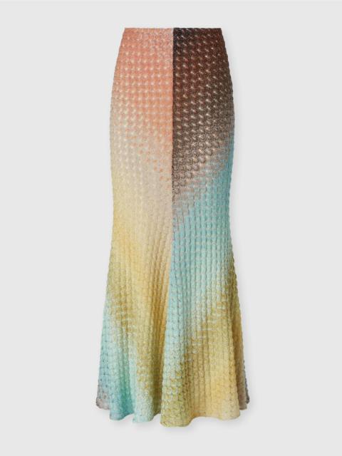 Dégradé flared long skirt in lace