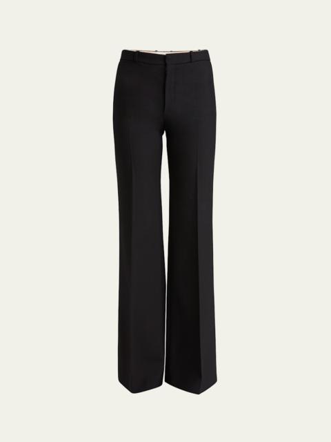 Flared Crepe Wool Trousers