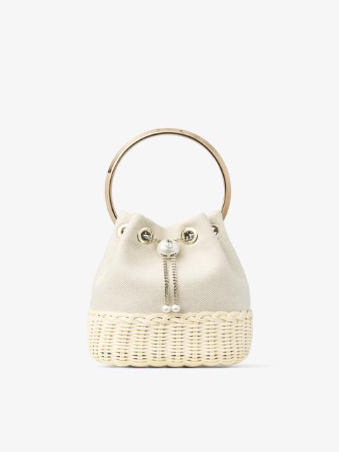 Bon Bon
Almond Mix Flecked Canvas and Wicker Bucket Bag