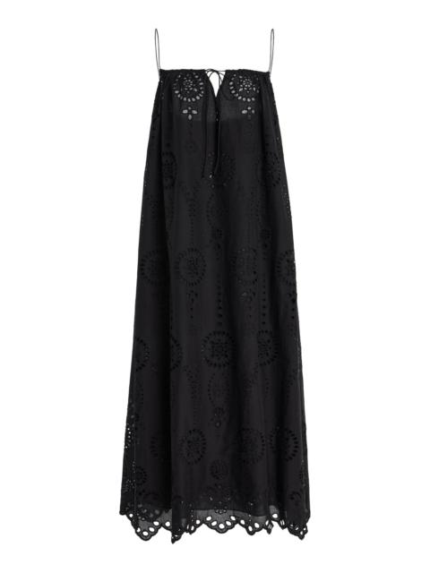 Cotton Broderie Anglaise Midi Dress black