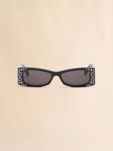 BLACK ACETATE ZOKOA SUNGLASSES WITH RHINESTONES