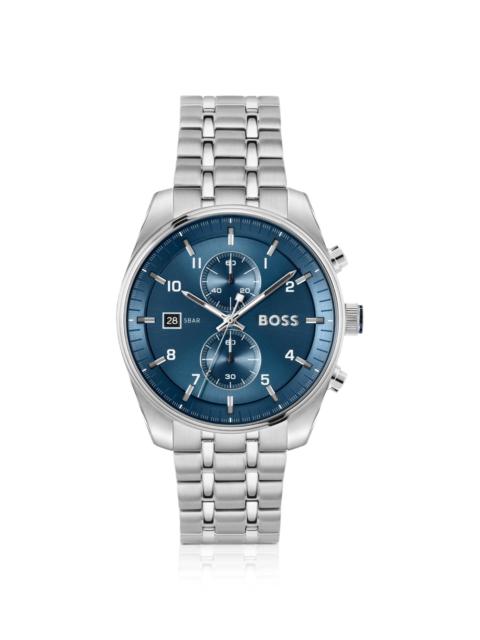 STEEL-BRACELET WATCH WITH BLUE DIAL