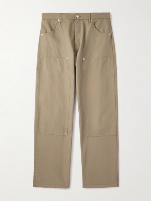 Straight-Leg Cotton-Canvas Cargo Trousers Beige
