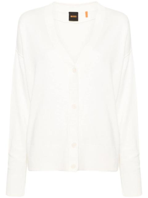 V-neck ribbed-knit cardigan