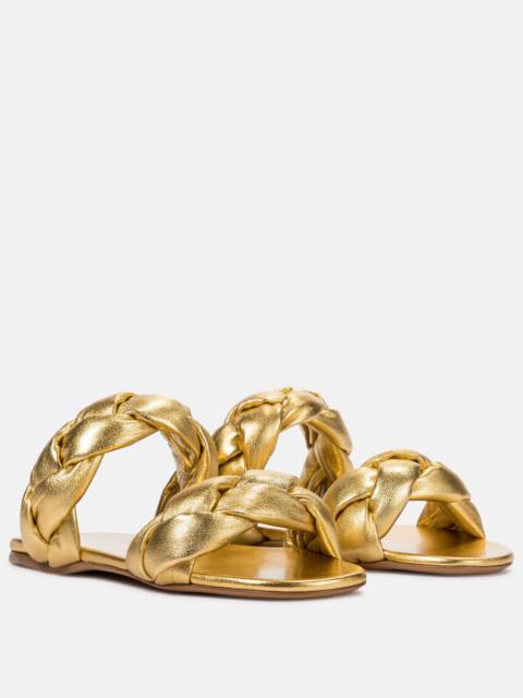 Braided leather slides