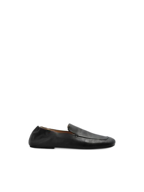 gathered leather loafers