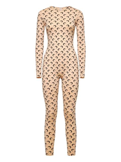 moon-print long-sleeve catsuit