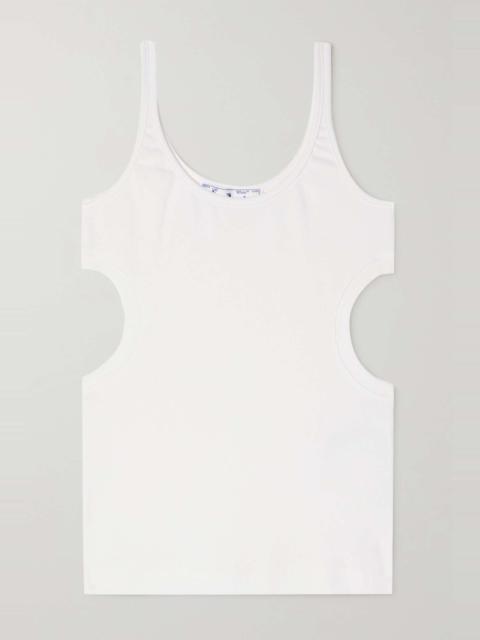 Cutout ribbed stretch-cotton  jersey tank