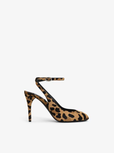 DECOLLETE SLINGBACKS IN LEOPARD HAIRCALF