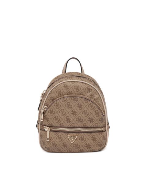monogram-pattern zip-pockets backpack