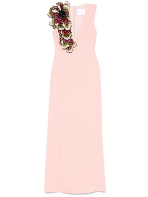 floral-appliqué gown