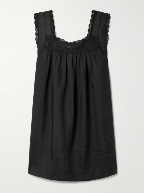 Almadia Crochet-trimmed Ramie Mini Dress