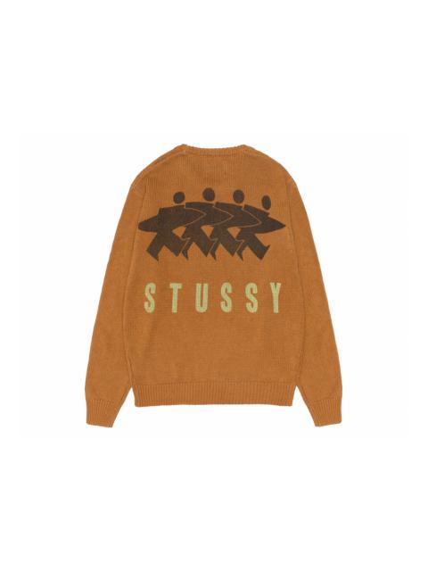 Stussy Surfman Icon Cotton Linen Crew Brown