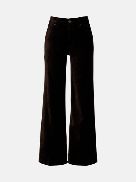 Le Slim Palazzo cotton-blend velvet wide-leg pants