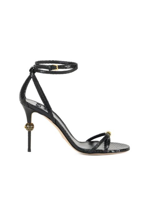80mm leather python print sandals