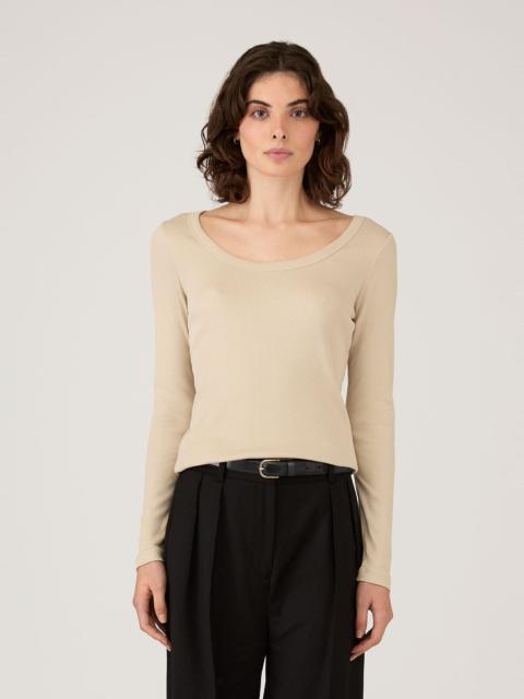 Ribbed Scoop Neck T‑shirt