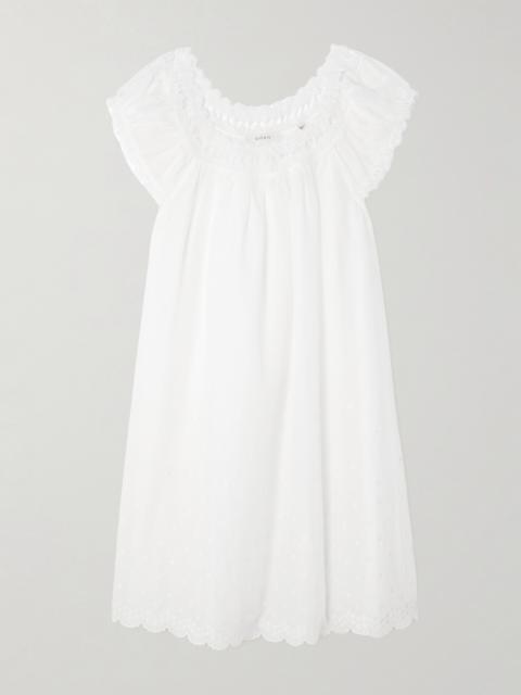 Lelia Embroidered Lace-trimmed Organic Cotton-voile Mini Dress
