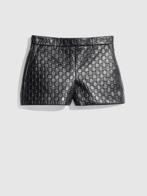Embossed GG leather shorts