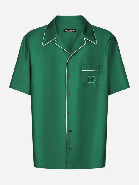 Silk twill shirt with DG embroidery