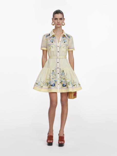 Yellow Floral Organza Mini Dress