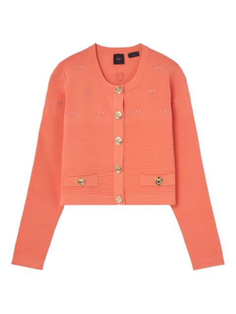 motif-embroidered ribbed jacket