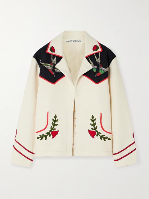 Western Royal Flush Embroidered Silk-bouclé Jacket