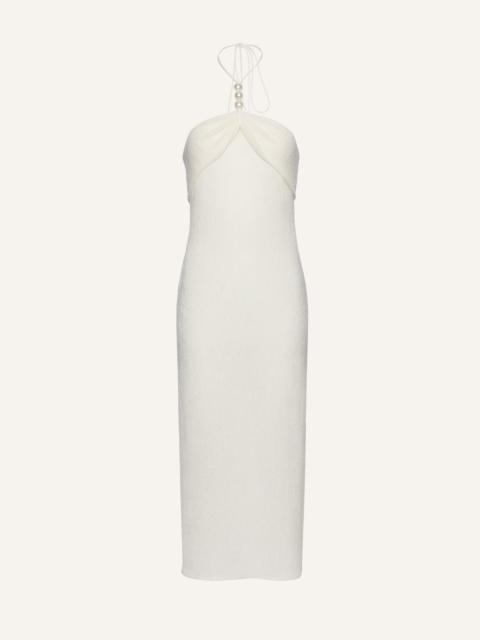 Pearl halterneck midi dress in cream