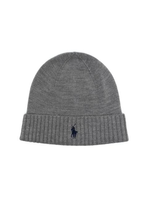 embroidered-logo ribbed beanie