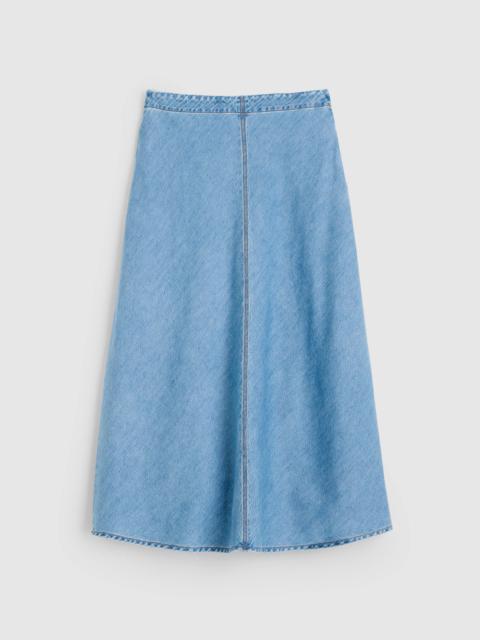 Airy Denim Slip Midi Skirt