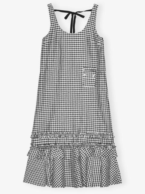 CRINKLED CHECK LONG DRESS