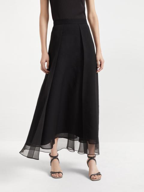 Crispy silk paneled circle skirt