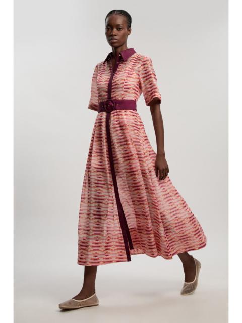 Geo Printed Organdie Woven Midi Shirt Dress