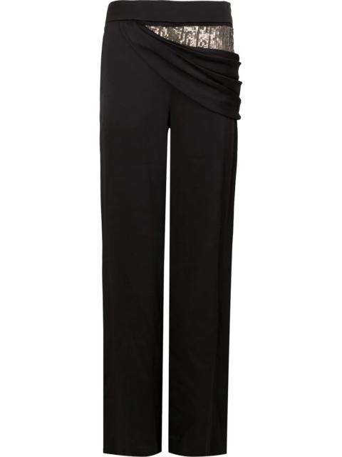 sequin side drape trousers