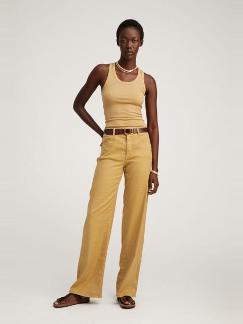 KHAKI LINEN 5 POCKET WIDE LEG PANTS