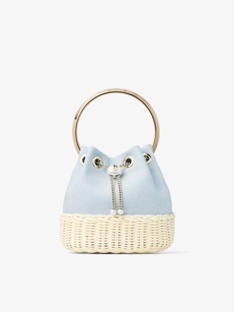 Bon Bon
Riviera Blue Mix Flecked Canvas and Wicker Bucket Bag