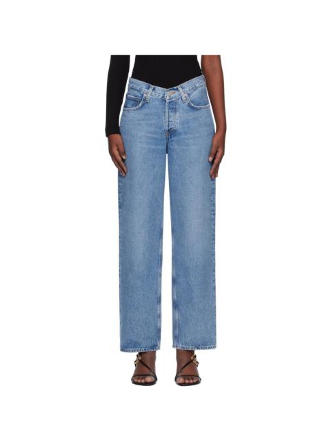 Blue V-Waist Baggy Jeans