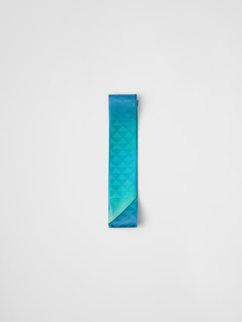 Printed silk twill skinny scarf