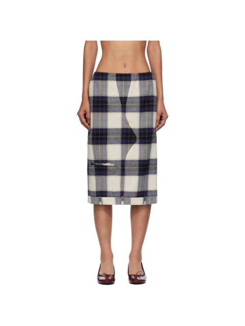 Multicolor Check Trousers Upside Down Midi Skirt