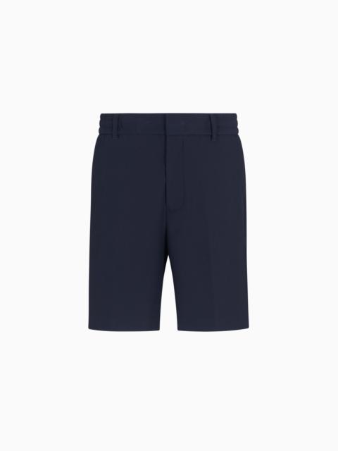 CANNETÉ-EFFECT STRETCH NYLON BERMUDA SHORTS