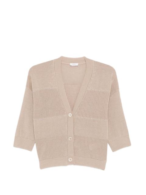 V-neck ribbed cardigan