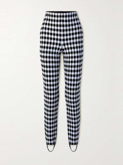 Checked knitted stirrup leggings