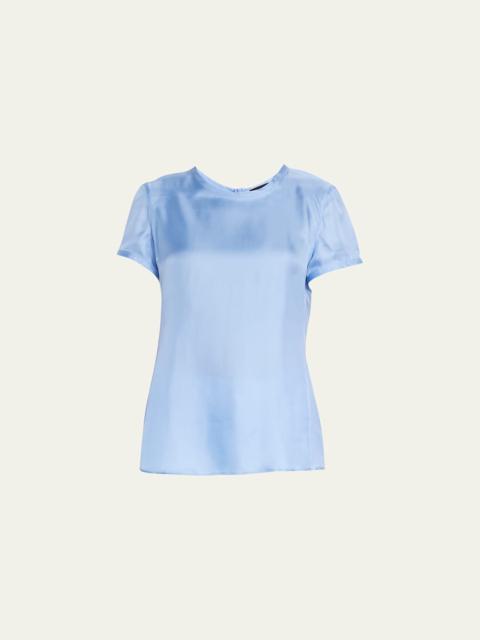 Crewneck Short-Sleeve Silk T-Shirt