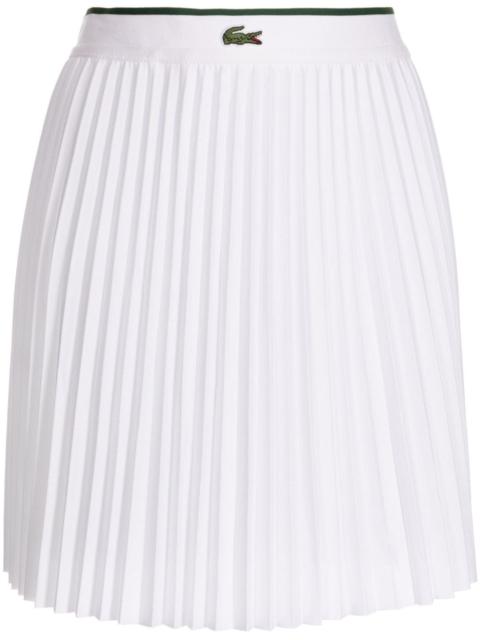 logo-embroidered elasticated pleated miniskirt