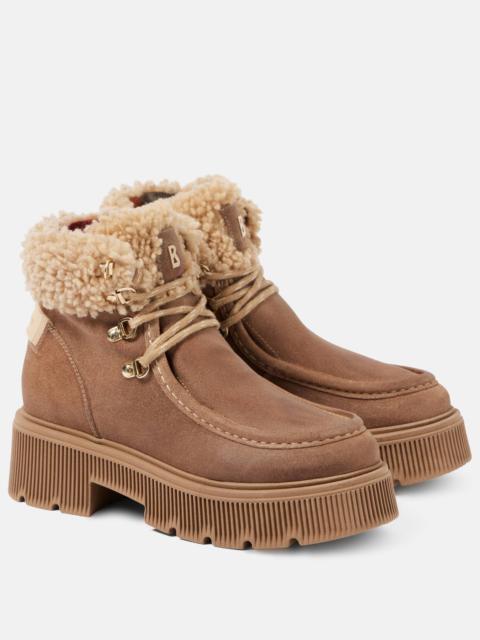 Turin suede and shearling lace-up boots