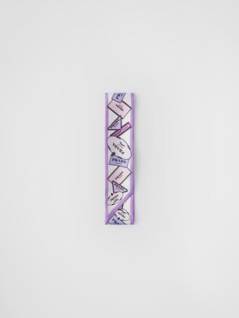 Printed silk twill skinny scarf