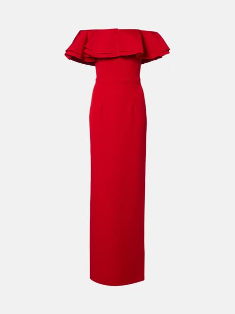 Ryan ruffled off-shoulder crêpe gown