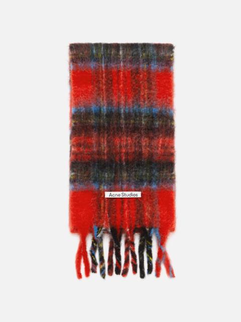 Mohair check scarf - Red/blue