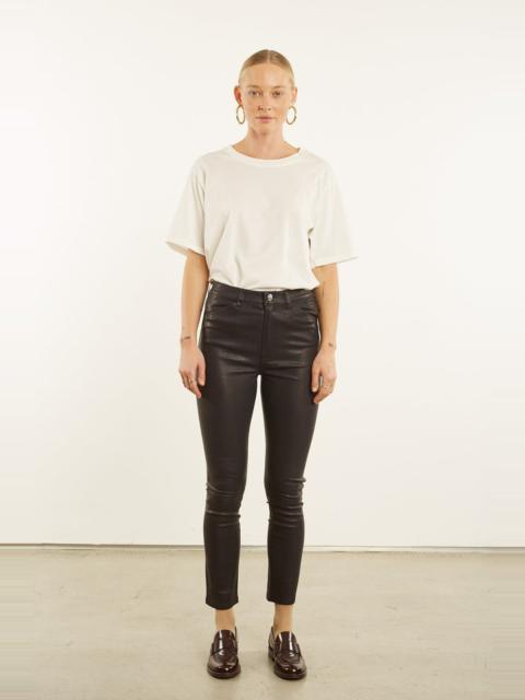BLACK LEATHER 5 POCKET SLIM PANTS