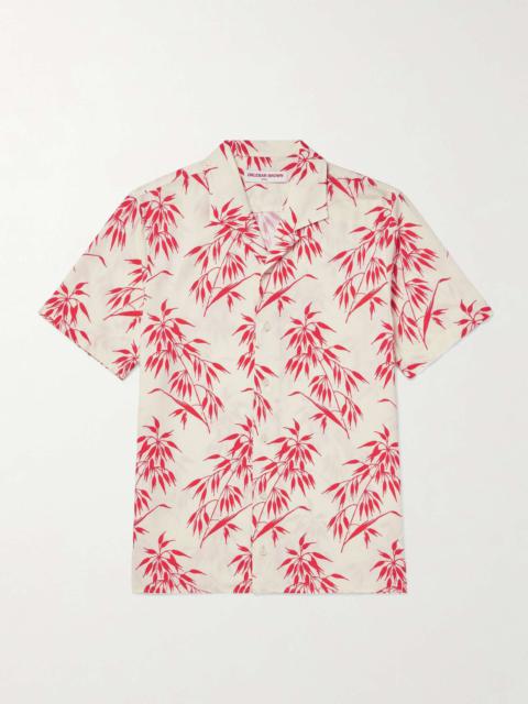 Hibbert Camp-Collar Floral-Print Linen Shirt