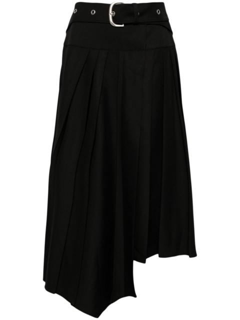 belted pleated midi dress